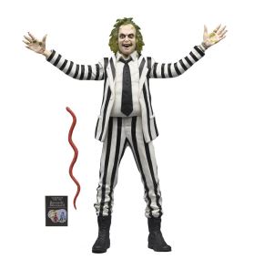 Neca BEETLEJUICE (1988) BLACK AND WHITE STRIPED SUIT BEETLEJUICE 7 INCH SCALE ACTION FIGURE (IN BLISTER PACKAGING)